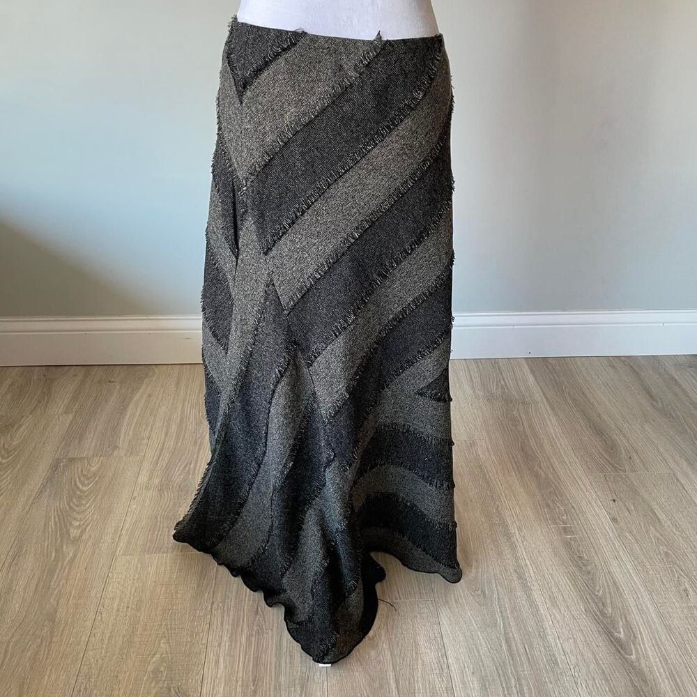 Grey & Black Patchwork Asymmetrical Striped Maxi … - image 6